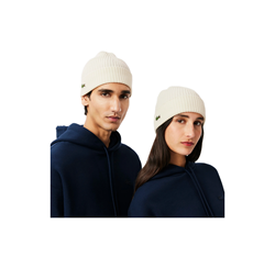 Berretto in lana spazzolata a costine Bianco RB0001 70V